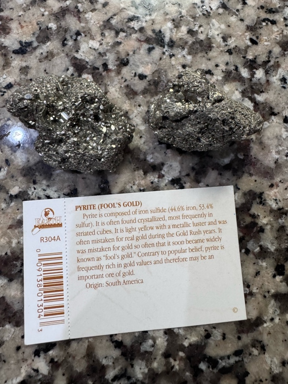 Pyrite Fools Gold 2 Clusters Pair with card